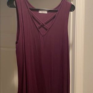 Burgundy sleeveless blouse